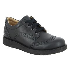 SHOES - Traditional Black Leather Oxford Shoes with Laces